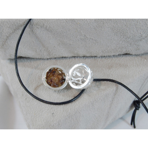 Filigree Cage Aromatherapy Necklace with Frankincense Resin by Stone Age Jewelry